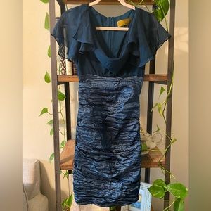 Blue Nicole Miller Ruched Cocktail Dress Size:6